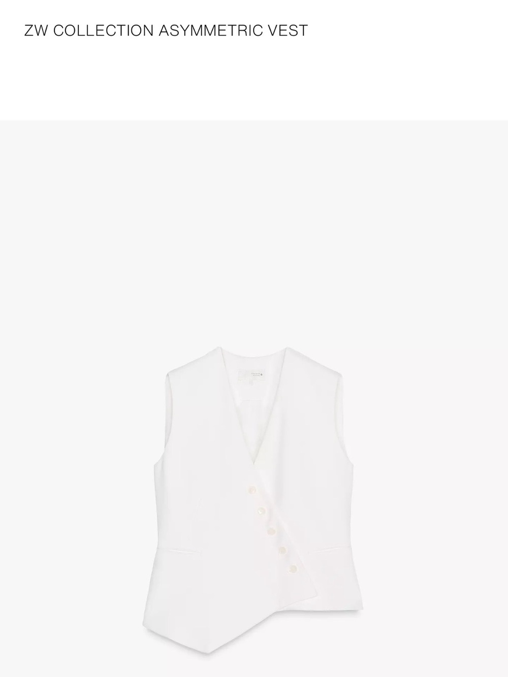 Zara women’s white asymmetrical vest small